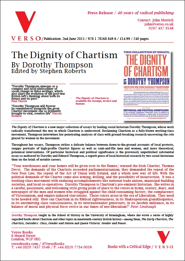 Flyer for The Dignity Of Chartism book - click for larger version Flyer for The Dignity Of Chartism book - click for larger version